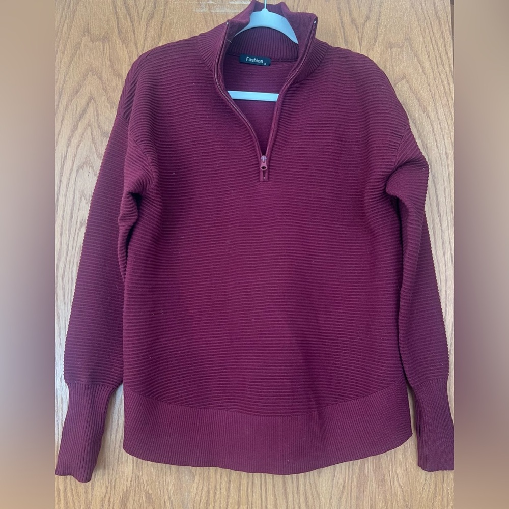 New Long Sleeve Quarter Zip Pullover Sweater